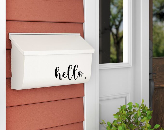 Hello Mailbox Vinyl Decal | Personalized Decal | Established Anniversary Address Postbox Letter Box Letter Mail Outdoor Decor