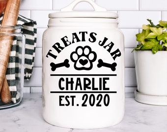 Vinyl Decal Custom Pet Treats Jar | Personalized Animal Name | Car Notebook Laptop Vinyl Dog Treats cat Treats