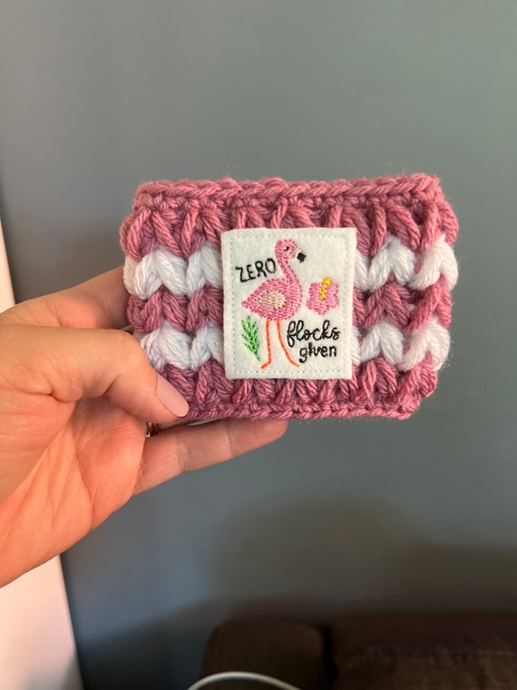Coffee Cup Cozy | Zero Flocks Given | Tropical Coffee Cup Sleeve, Pink Bird Beverage Holder, Beverage Cozy, Unique Gift for Bird Lovers