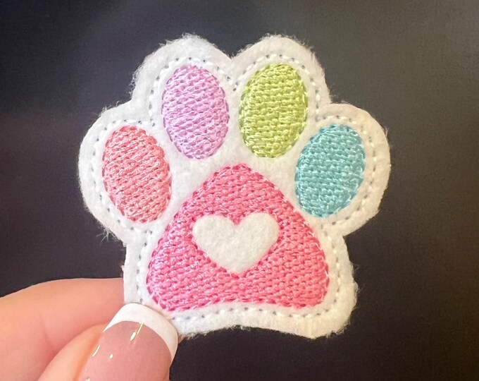 Embroidered Feltie | Paw Print Feltie | Craft Felt applique Embroidered Felt Patch Embellishment