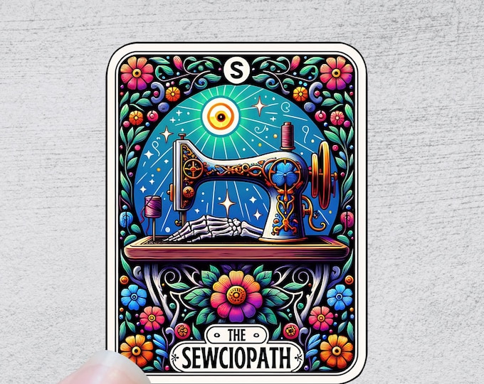 The Sewciopath Tarot Card Sticker | Funny Sarcastic Sticker Decal Vinyl Water Bottle Laptop Notebook Design