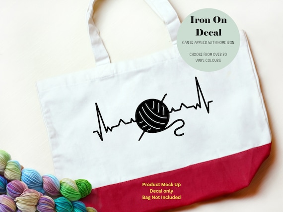 Iron On Decal Crochet Heartbeat | Crochet Hook and Yarn | DIY Gift Personalized Shirt Hoody Bag