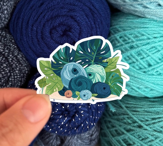 Tropical Plants and Yarn Skeins Sticker #8- Die Cut Matte or Glossy Stickers for Knitter Crocheter or Spinner