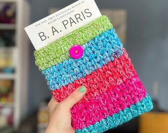 Book Sleeve Crocheted Vegan | Kobo Kindle Cover Case Envelope | Acrylic Yarn Forest Green Book Sleeve Protector Tablet Case