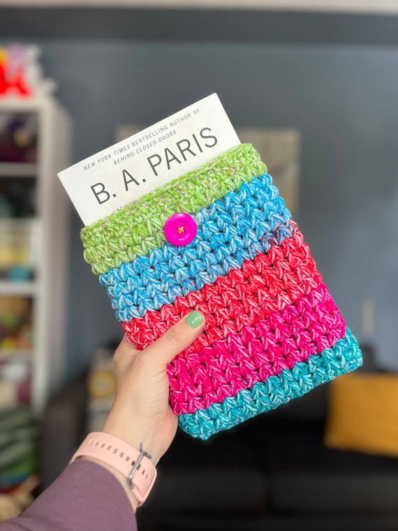 Book Sleeve Crocheted Vegan | Kobo Kindle Cover Case Envelope | Acrylic Yarn Forest Green Book Sleeve Protector Tablet Case