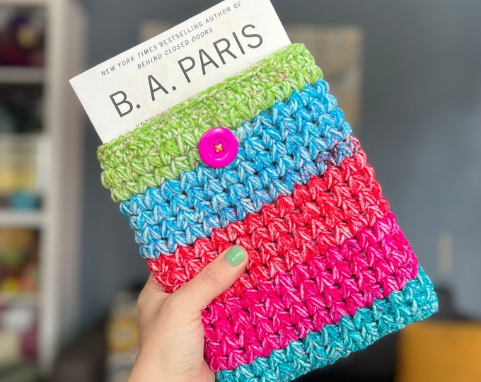 Book Sleeve Crocheted Vegan | Kobo Kindle Cover Case Envelope | Acrylic Yarn Forest Green Book Sleeve Protector Tablet Case