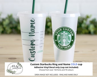 Vinyl Decal Starbucks Cup Ring Decal COLD Cup with Name | Personalized Travel Mug Name Bridesmaid Groomsman Gift Coffee Tea Teacher Bride