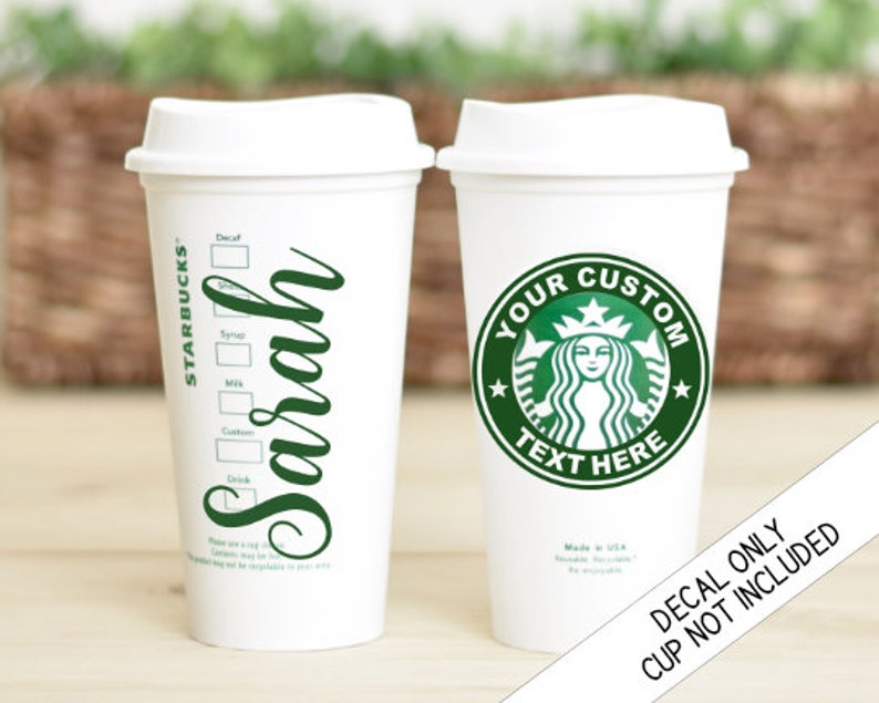 Vinyl Decal Starbucks Cup Ring Decal HOT Cup With Name Etsy Canada