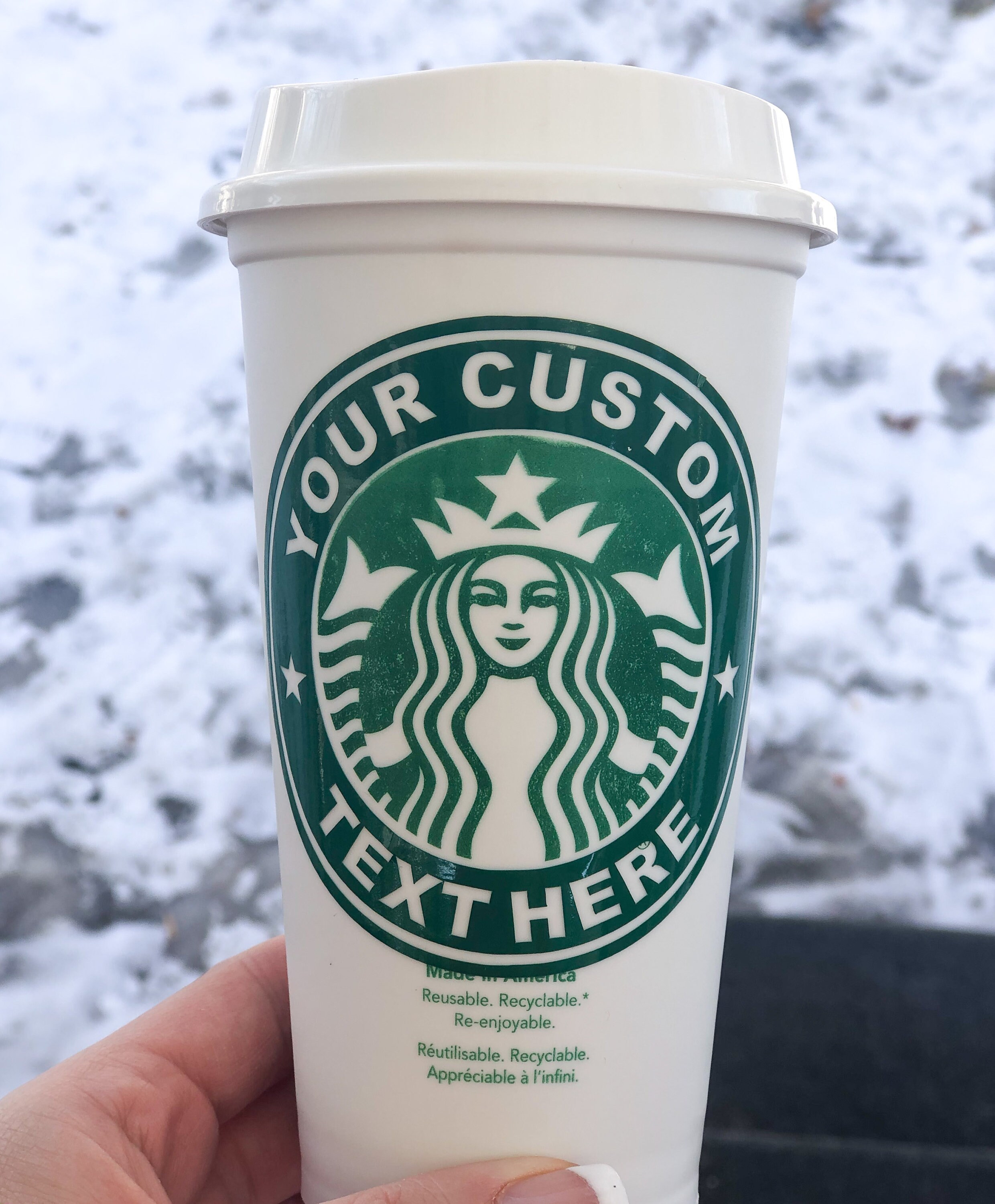 Vinyl Decal Starbucks Cup Ring Decal HOT Cup with Name Etsy