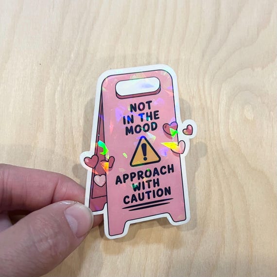 Not In The Mood Sticker Sticker or Magnet | Funny Witty Stationary holographic finish