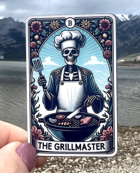 The Grillmaster Tarot Card Sticker or Magnet | Funny Sarcastic Sticker Decal Vinyl Water Bottle Laptop Notebook Design