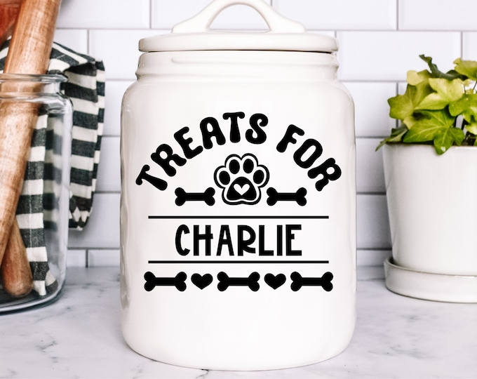 Vinyl Decal Custom Pet Treats Jar | Personalized Animal Name | Car Notebook Laptop Vinyl Dog Treats cat Treats