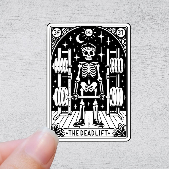The Deadlift Tarot Card Sticker or Magnet | Funny Sarcastic Sticker Decal Vinyl Water Bottle Laptop Notebook Design