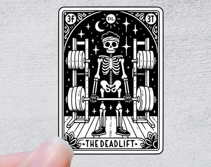 The Deadlift Tarot Card Sticker | Funny Sarcastic Sticker Decal Vinyl Water Bottle Laptop Notebook Design