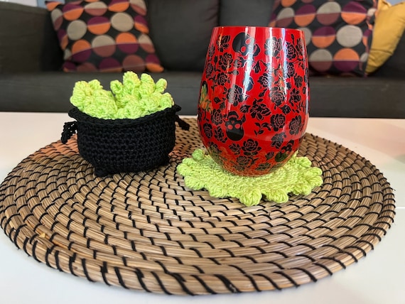 Bubbling Cauldron Coasters | Made to order |  cotton drink coasters Halloween decor