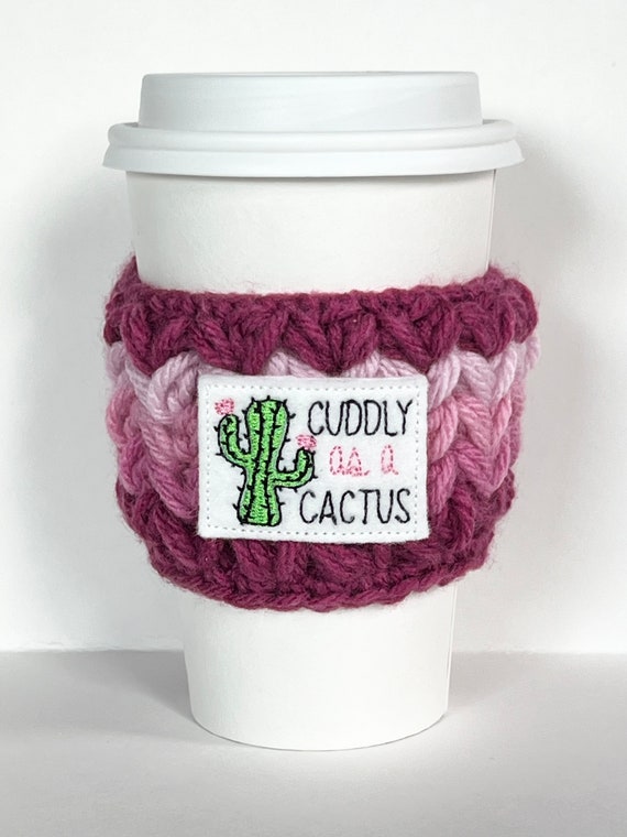 Coffee Cup Cozy | Cuddly As A Cactus | Crochet Coffee Sleeve | Reusable Cozie Environmentally Friendly Tea Cozie Cozy
