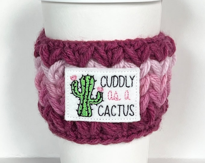 Coffee Cup Cozy | Cuddly As A Cactus | Crochet Coffee Sleeve | Reusable Cozie Environmentally Friendly Tea Cozie Cozy