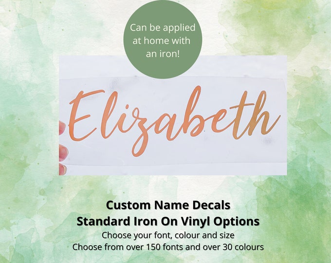 Custom Iron On Name Decal | DIY Personalization | Shirt Bag Clothing Vinyl Personalized Unique | Back To School