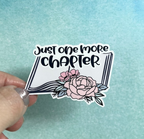 Just one More Chapter Sticker or Magnet  |  Rainbow Water bottle Laptop Sticker or Magnet Reading Books Library Cat Kitten Sticker or Magnet