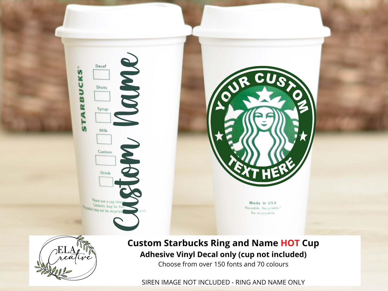 Vinyl Decal Starbucks Cup Ring Decal HOT Cup With Name Etsy Canada
