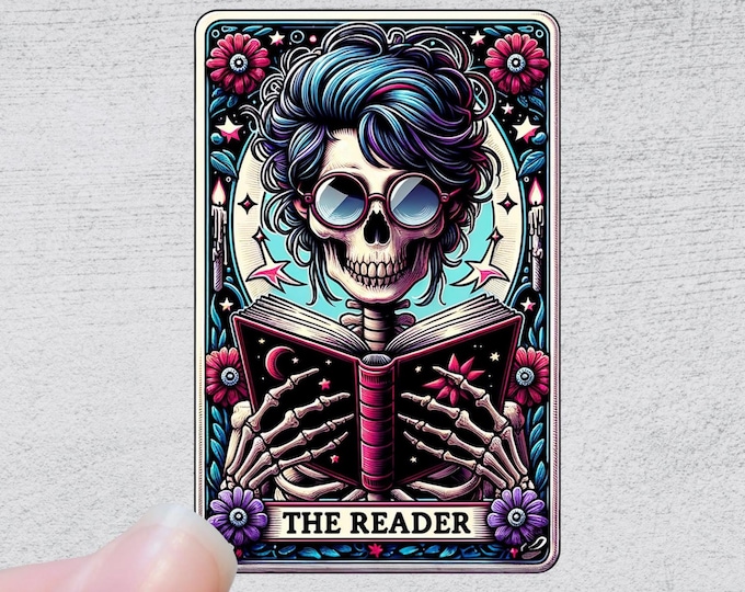 The Reader Tarot Card Sticker | Funny Sarcastic Sticker Decal Vinyl Water Bottle Laptop Notebook Design