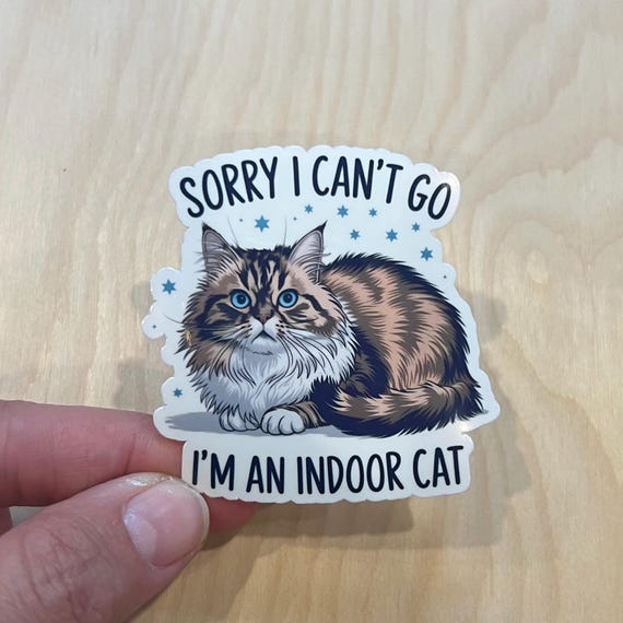 Sorry I Can’t Go, I’m an Indoor Cat sticker or magnet | Funny Witty Stationary Mental Health Awareness