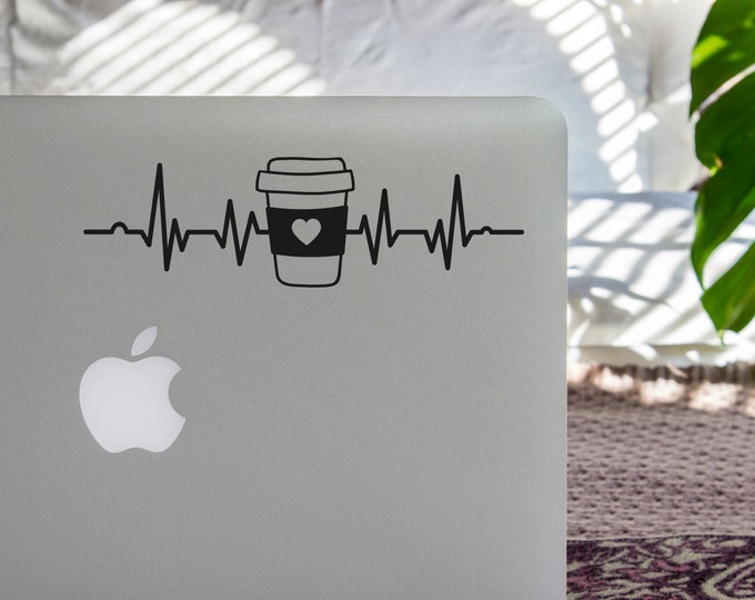 Vinyl Decal Coffee Tea Heartbeat Love | coffee lover | Car Notebook Sticker Vinyl Laptop hot chocolate