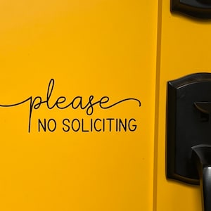 Door Vinyl Decal | Please No Soliciting Front Door Sign | No Solicit Home Decor Main Door