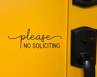 Door Vinyl Decal | Please No Soliciting Front Door Sign | No Solicit Home Decor Main Door