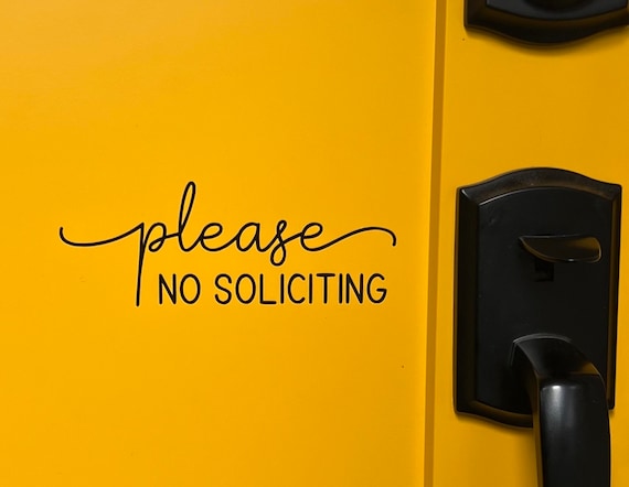 Door Vinyl Decal | Please No Soliciting Front Door Sign | No Solicit Home Decor Main Door