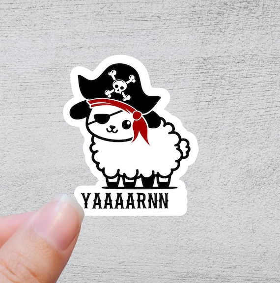 Yarn Sheep Pirate Cute Sticker | Funny Knitting Sticker | Quirky Yarn Quote | Silly Crochet Gift | Fun Skull Sticker