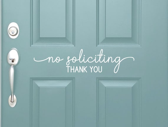 Vinyl Decal No Soliciting Thank You | Vinyl Sticker Front Door Sign | No Selling No Solicit Do Not Disturb Door Sticker Decal