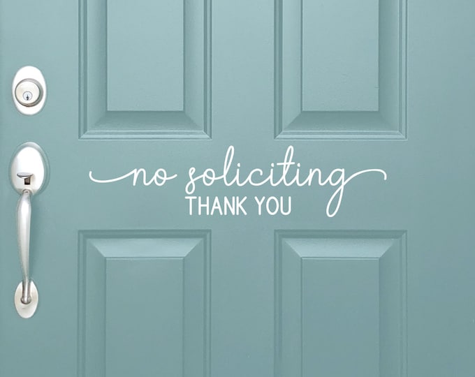 Vinyl Decal No Soliciting Thank You | Vinyl Sticker Front Door Sign | No Selling No Solicit Do Not Disturb Door Sticker Decal