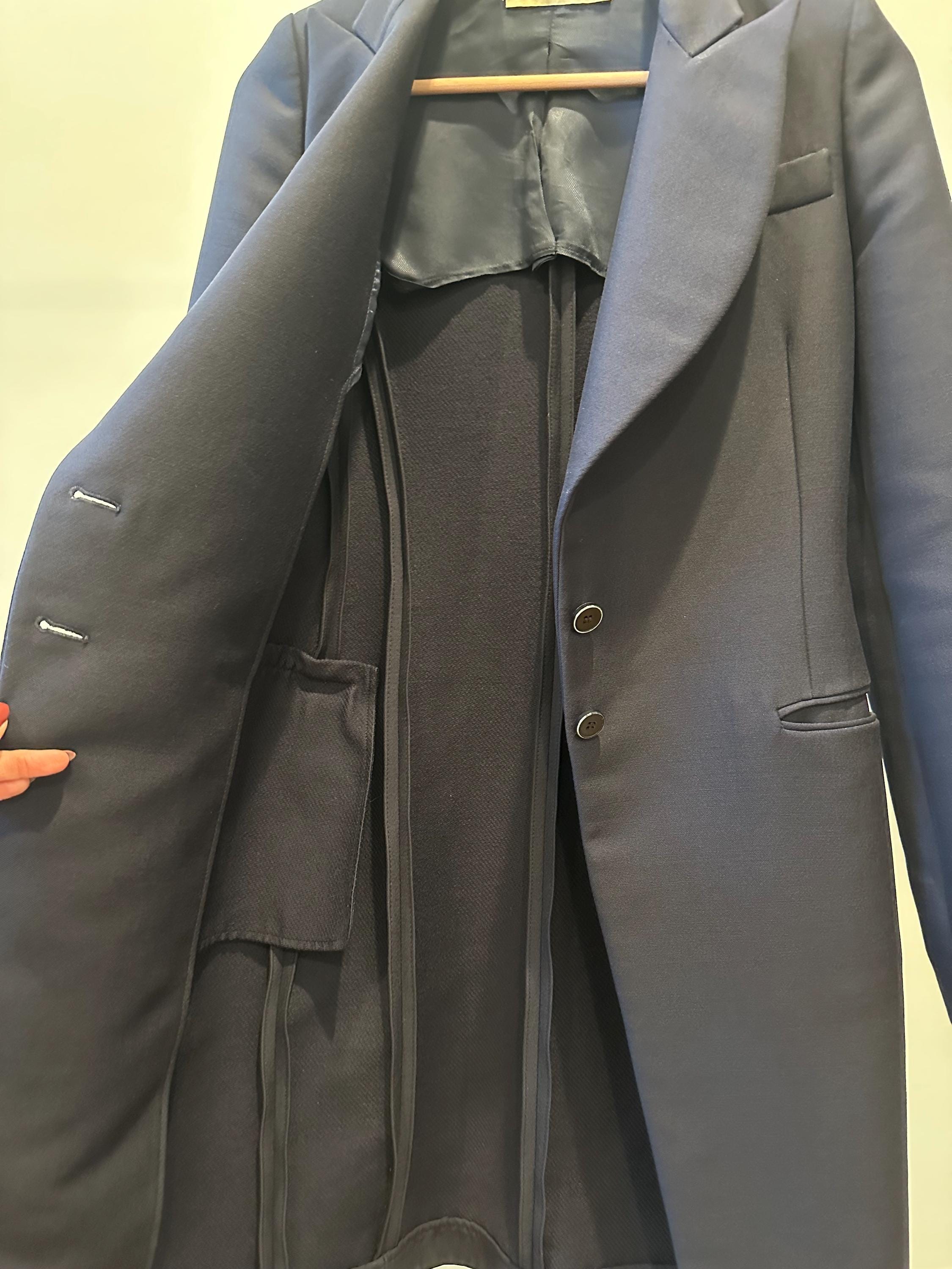 〈 Balenciaga 〉Vintage Wool Coat ＊ Balenciaga Vintage Long Navy Wool Coat / Balenciaga Overcoat - Etsy