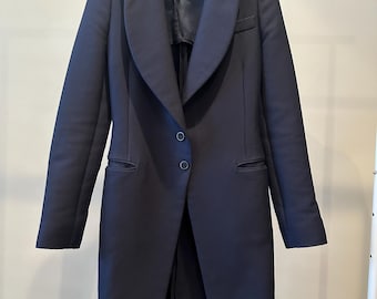Vintage Y2K BALENCIAGA EDITIONS Black Wool Coat - Large Gold