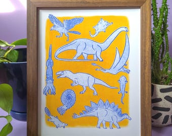 Jurassic Animals Art Print – Dinosaur Giclée Illustration Poster