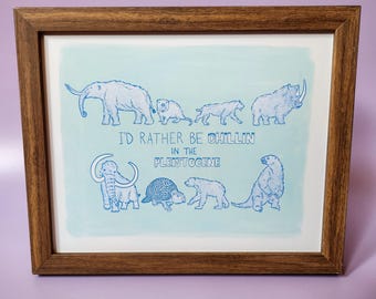 Ice Age Chillin’ Art Print - Fun Paleontology Wall Art