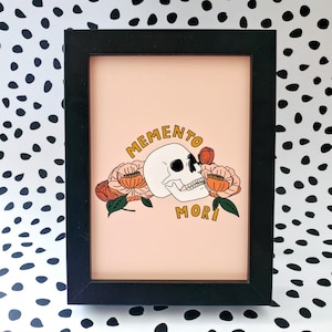 Memento Mori Illustration Print - Human Skull Art Decor Original Illustration