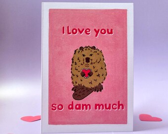 Cute Beaver Valentine – Folded Valentine's Day Card