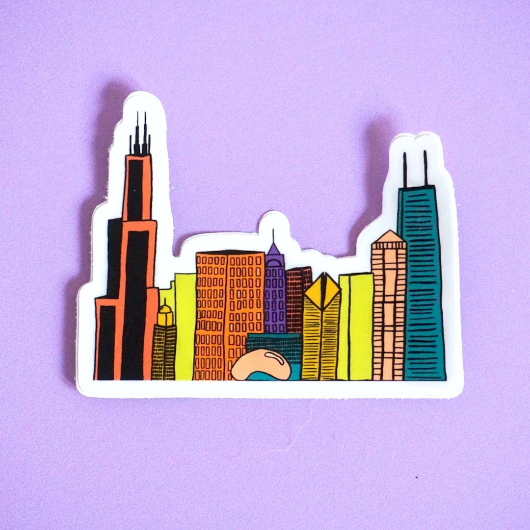 Chicago Window Sticker Chicago Skyline Vinyl Sticker Waterproof Vinyl Chi City Decal for ...