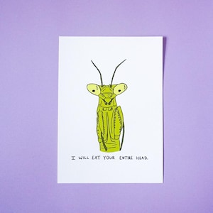 Lady Praying Mantis Giclee Print - Insect Entomology Art Decor Original Illustration