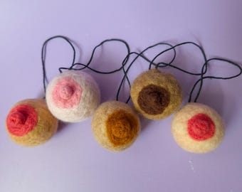 Mini Needle-Felted Boob Ornament – Funny Christmas Tree Decoration