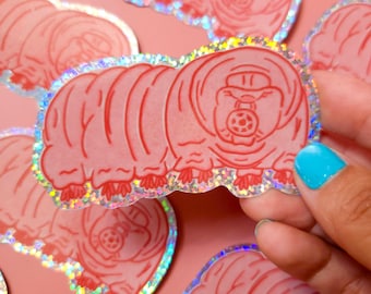 Tardigrade Glitter Sticker - Water Bear Biology Laptop Sticker