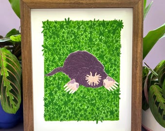 Star-Nosed Mole Art Print - Condylura cristata Illustration Poster