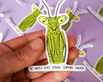 Lady Mantis Vinyl Sticker – Funny Praying Mantis Waterproof Decal