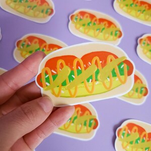 Adesivo hot dog in stile Chicago - Adesivo hot dog in vinile impermeabile per laptop, regalo per bottiglia d'acqua