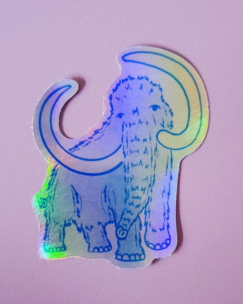 Mammoth Script Sticker Holographic Mammoth Sticker – Ice Age Vinyl Decal - Etsy