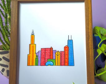 Chicago Skyline Art Print – Colorful Midwest City Giclee