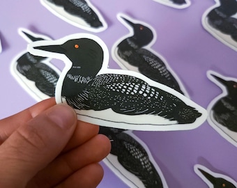 Common Loon Vinyl Sticker - Nature Wildlife Sticker for Water Bottles ...