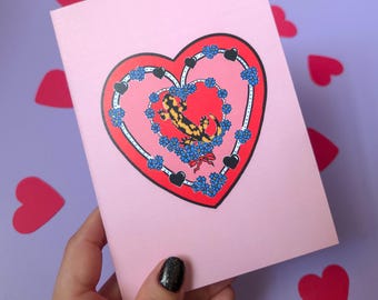 Salamander Valentine – Folded Animal Valentine's Day Card